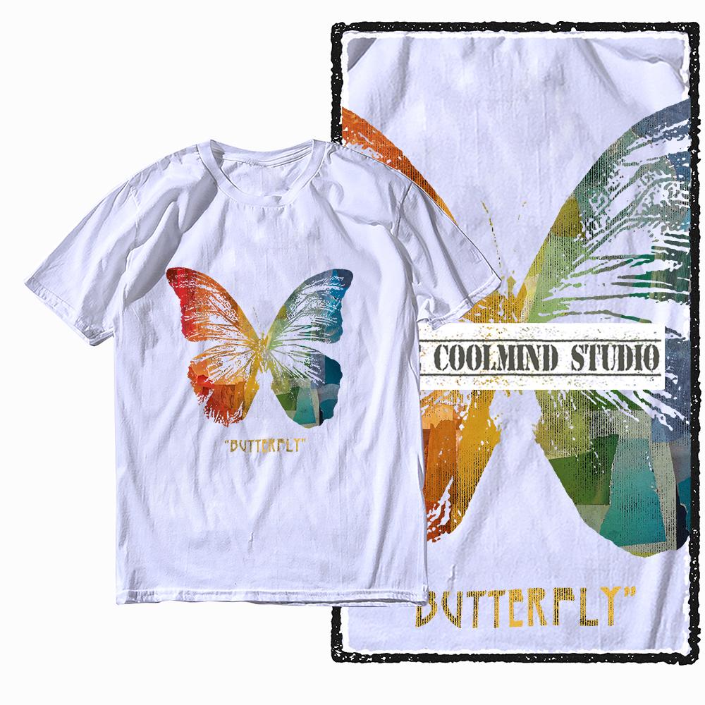 Coolmind X0113 Butterfly Vibes 100 cotton exclusive graphic Unisex tshirt big size streetwear t shirt for Unisex tee shirts