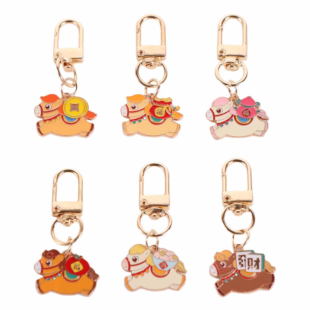 Cute Design Pony Zinc Zinc Alloy Keychain Cartoon Style Year Horse Lucky Mascot Horse Pendants  New Year Gift
