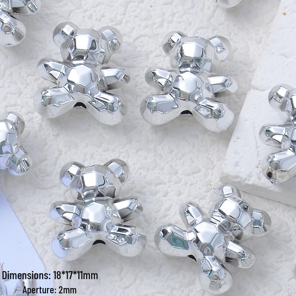 Silver-Plated Y2K Acrylic 3D Spacer Beads for DIY Jewelry Bracelets