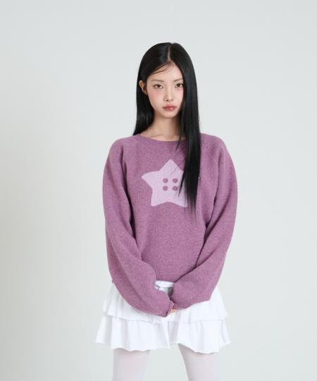 Isjabaibeu Star Button Knit - Pink