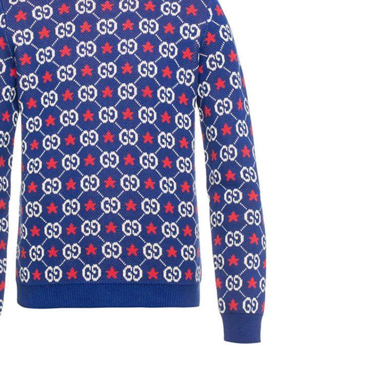 GUCCI Sweaters Men's Blue Crew Neck Moderate Other 576792-XKAUI-4915