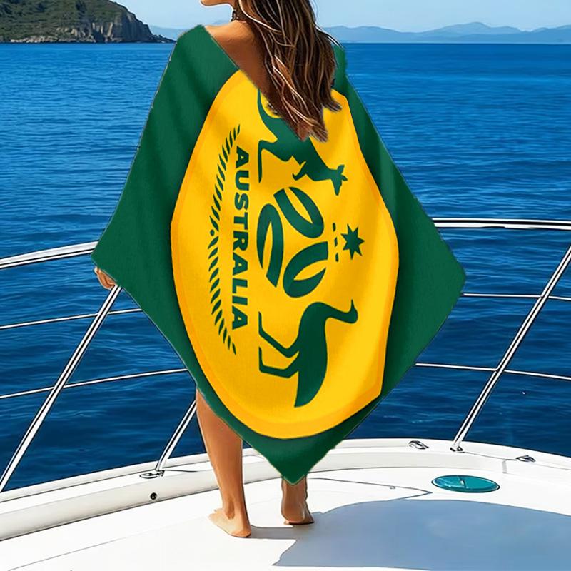 Asciugamano da Spiaggia in Microfibra con Emblema dello Stemma dell'Australia, Leggero e Asciugatura Rapida, per Viaggi Estivi, Essenziale per la Spiaggia, Piscina all'Aperto