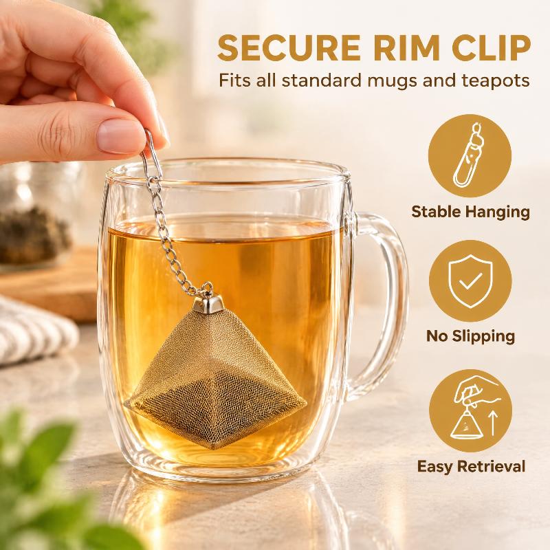 304 Stainless Steel Pyramid Tea Infuser Ultra Fine Mesh Filter For Home Office Loose Leaf Tea Brewing