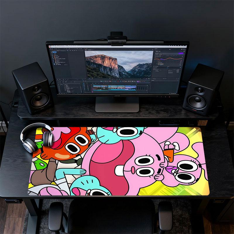 The Amazing World of Gumball Mouse Pad, Large Gaming Desk Mat, Non-slip XXL Mousepad for Laptop & Tablet, Mini PC Playmat with Stitched Edges