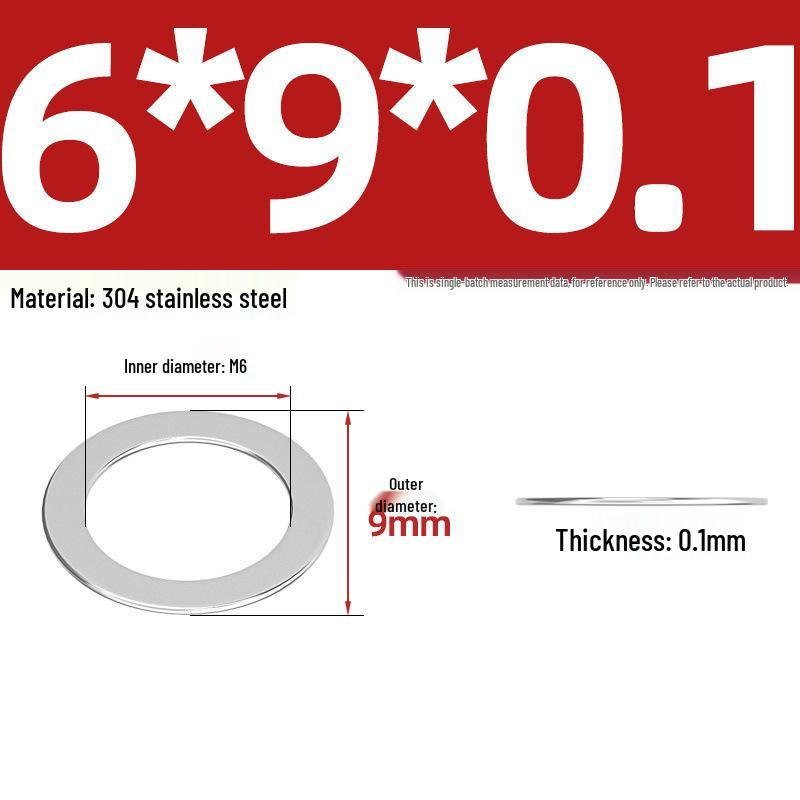 304 Stainless Steel Ultra-Thin Flat Washers - Available in Thickness: 0.1mm, 0.2mm, 0.3mm, 0.5mm