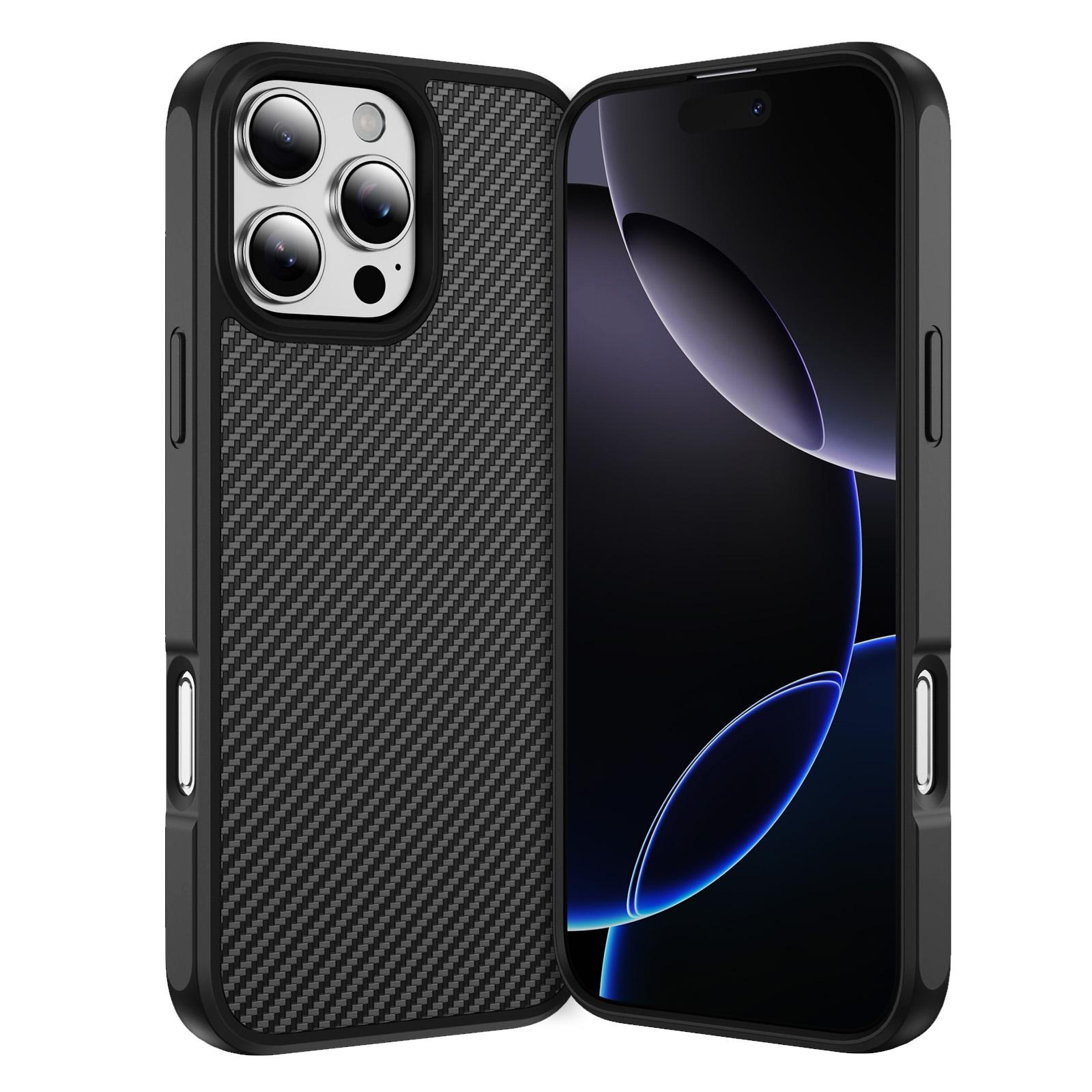 

Матовый бампер с текстурой карбона для iPhone 17 Air 16 16E 15 14 13 Plus Pro Max, тонкий, с военной защитой, жесткая задняя крышка iPhone17 Pro