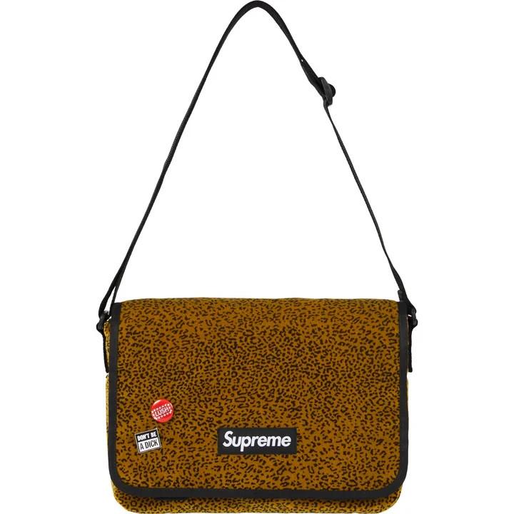 Supreme Bolso Bandolera Pequeño de Terciopelo Leopardo Canela
