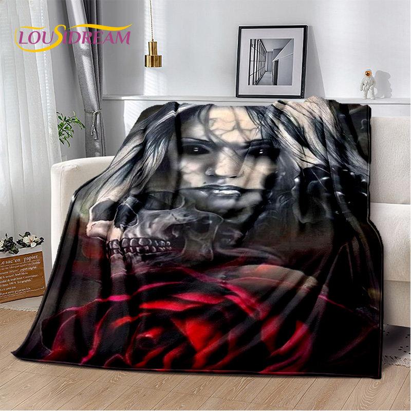 3D Gothic Horror Ghost Skull Soft Plush Blanket,Flannel Blanket Throw Blanket for Living Room Bedroom Bed Sofa Picnic Cover Kids