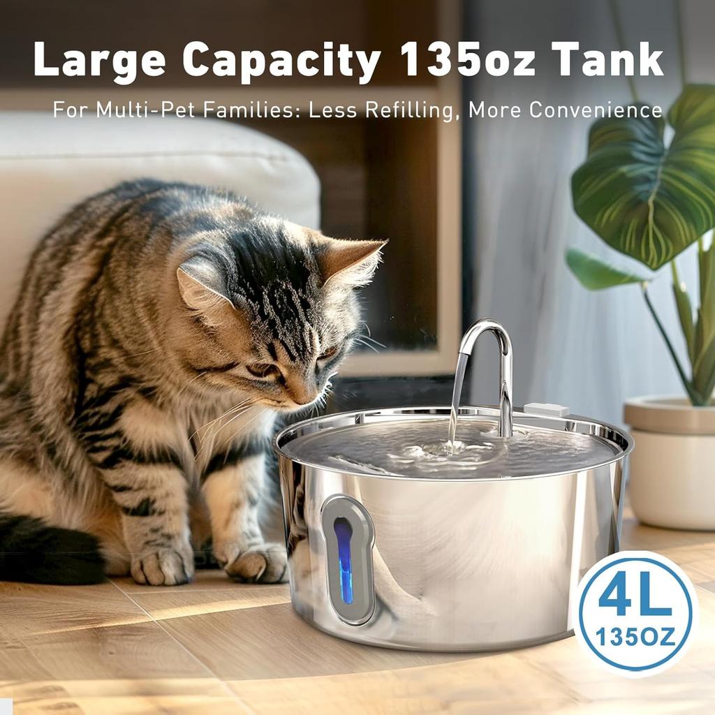 Wholesale 2.2L/2.8L/3.2L/4L Automatic Cat Water Fountain Stainless Steel Dog Dispenser for Cats Water Drinker with Filter