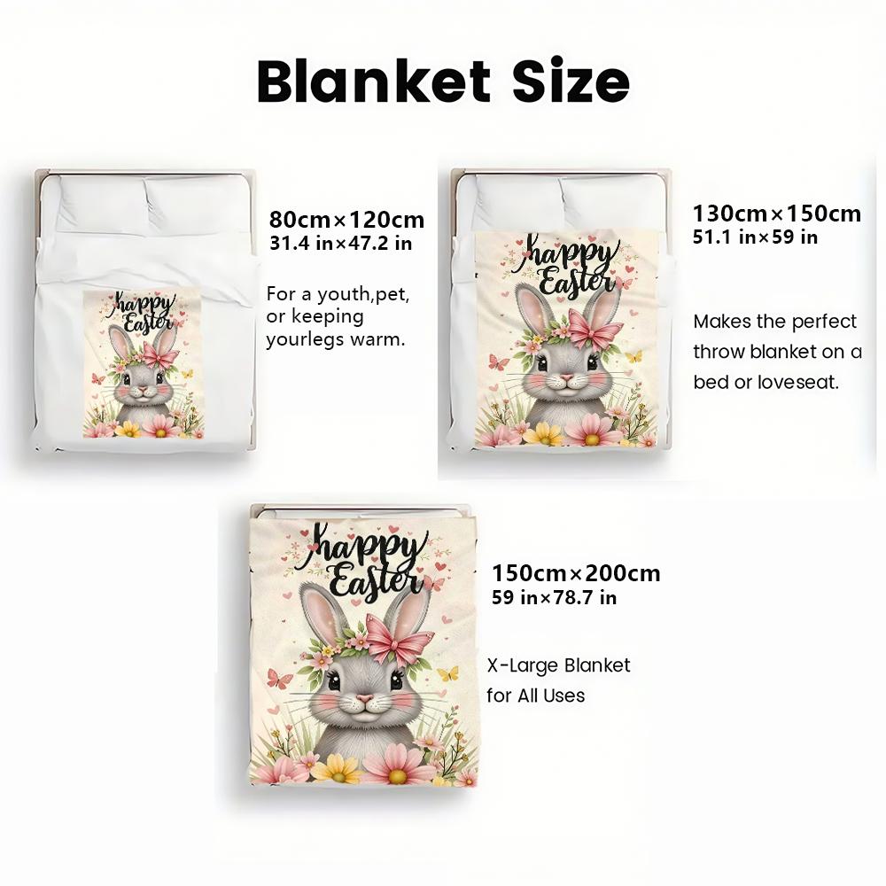 Happy Easter Thin Flannel Blanket for Bedrooms,Living Rooms,Sofas Blankets,Lunch Breaks,Picnics,blankets Fluffy Blanket