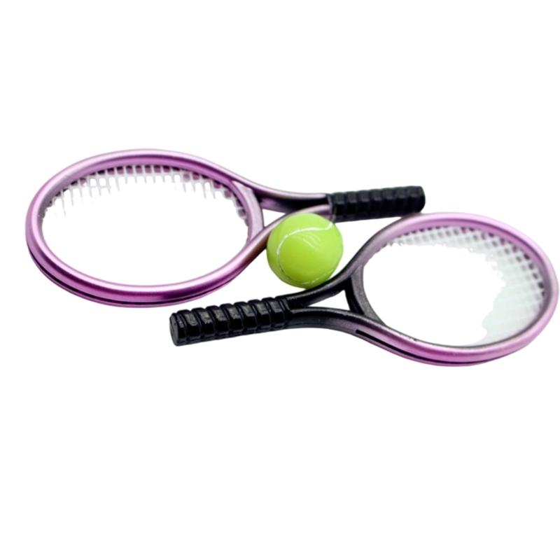Miniature Tennis Racket Model Figure For Doll House Decors Creative Pretend Play Game Scene Setting Craft Model Display