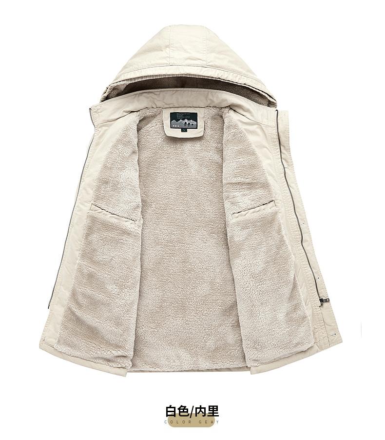 Men Winter Thick Warm Parka Coat Fleece Inside Linning Outdoor Parka Coat Hooded Windbreaker Military Thick Warm Outerwear