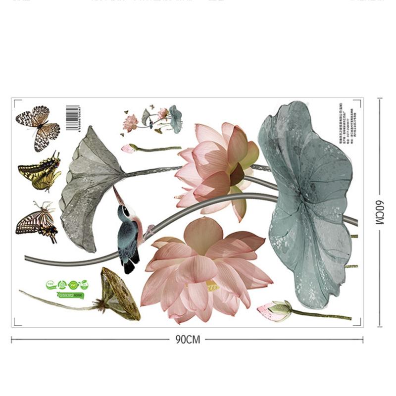 Pvc Lotus Wall  Stickers Self-adhesive Wallpaper For Bedroom Living Room Dining Room Commercial