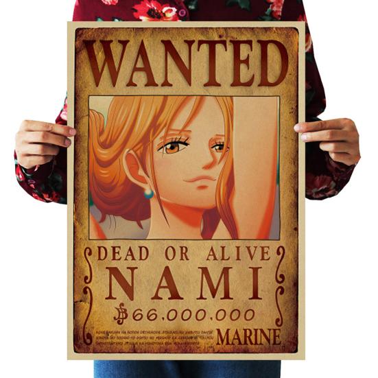 One Piece Affisch med Efterlyst-motiv Vintage Kraftpapper Tapet Dekorativ Målning Gåva