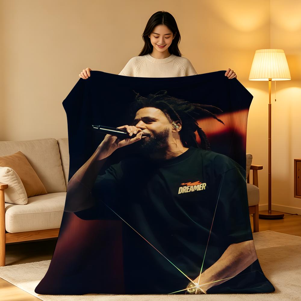 Music J-J.Cole Throw High-Density Short Plush Blanket Soft Skin-Friendly for Sofa Nap Air-Conditioned Room