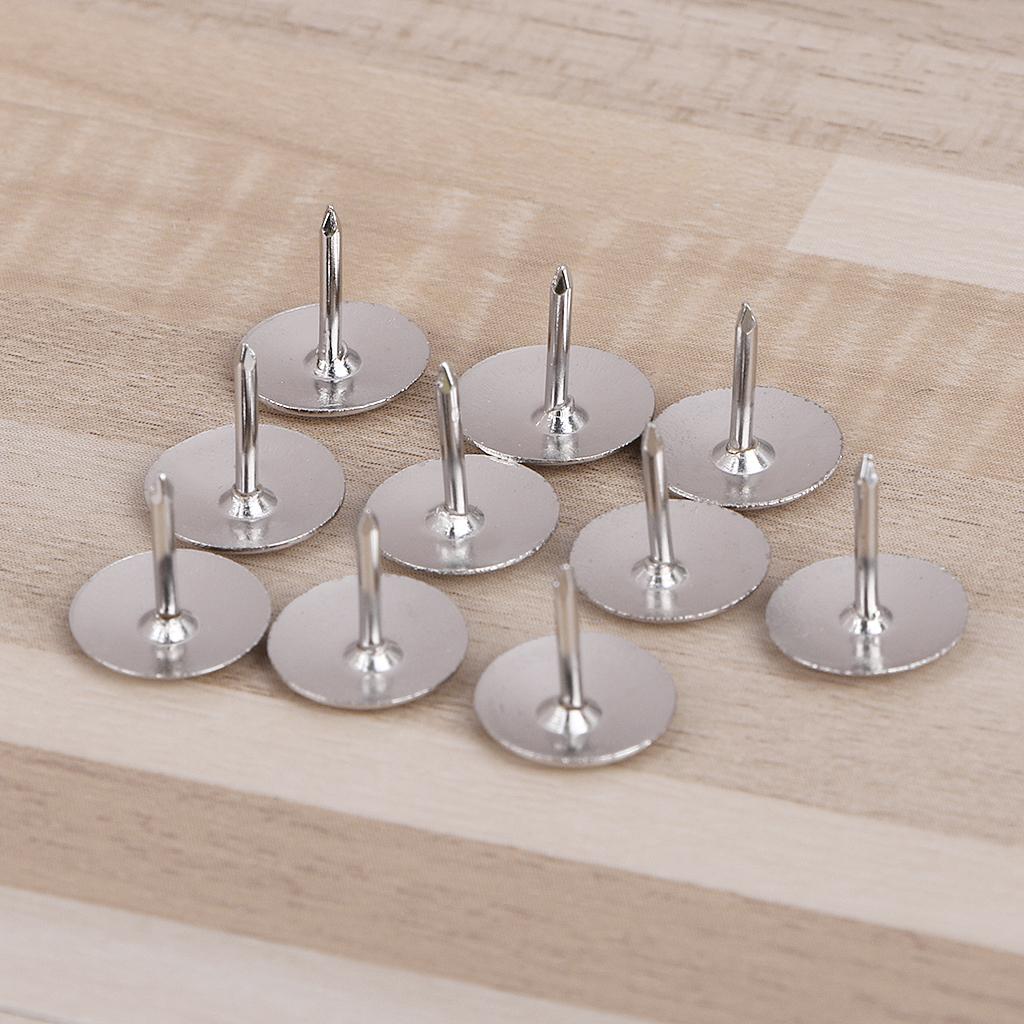 80 Pack Multifunctional Flat Thumb Nails Push Pins Silver Steel Pushpin for Photos Picture Wall Maps Bulletin Cork Board