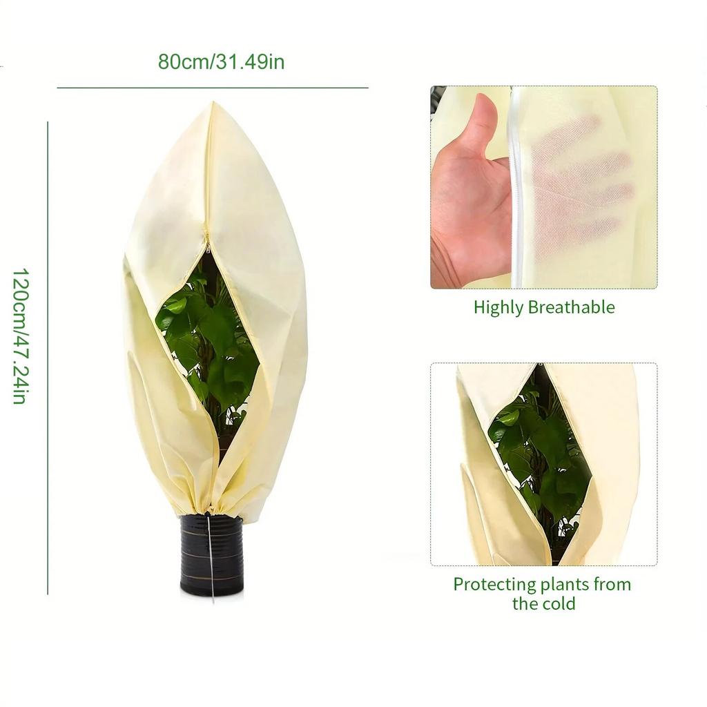 1pc 80*120cm Winter Protection Bag Against Freeze For Plant Cover Garden Plant With Zip Drawstring Breathable