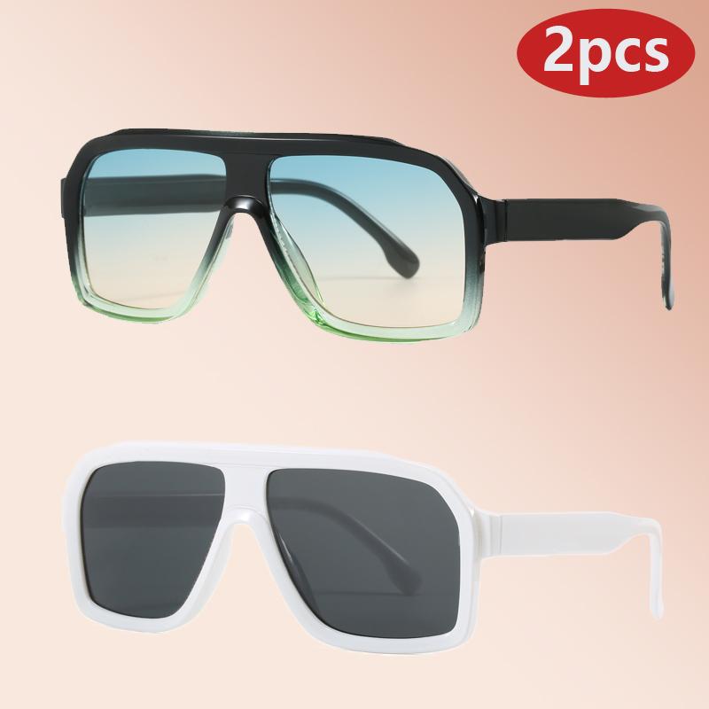 2Pack Square Sunglasses Retro Women Outdoor Sports Brand Eyewear Female Fashion Polygon Sun Glasses Shades Unisex