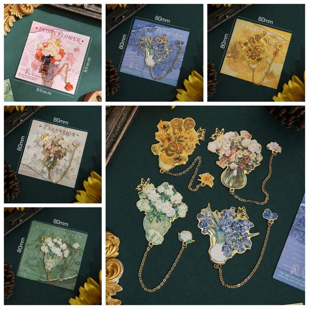Reading Stationery Reading Book Clip Metal Bookmark Creative Flower Bouquet Bookmark Gift
