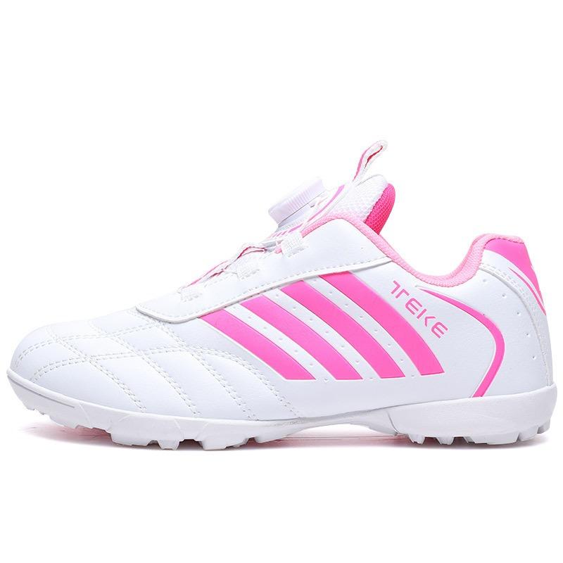 Children's football shoes broken nails rotating buckle leather feet boys and girls students artificial turf anti-skid training shoes