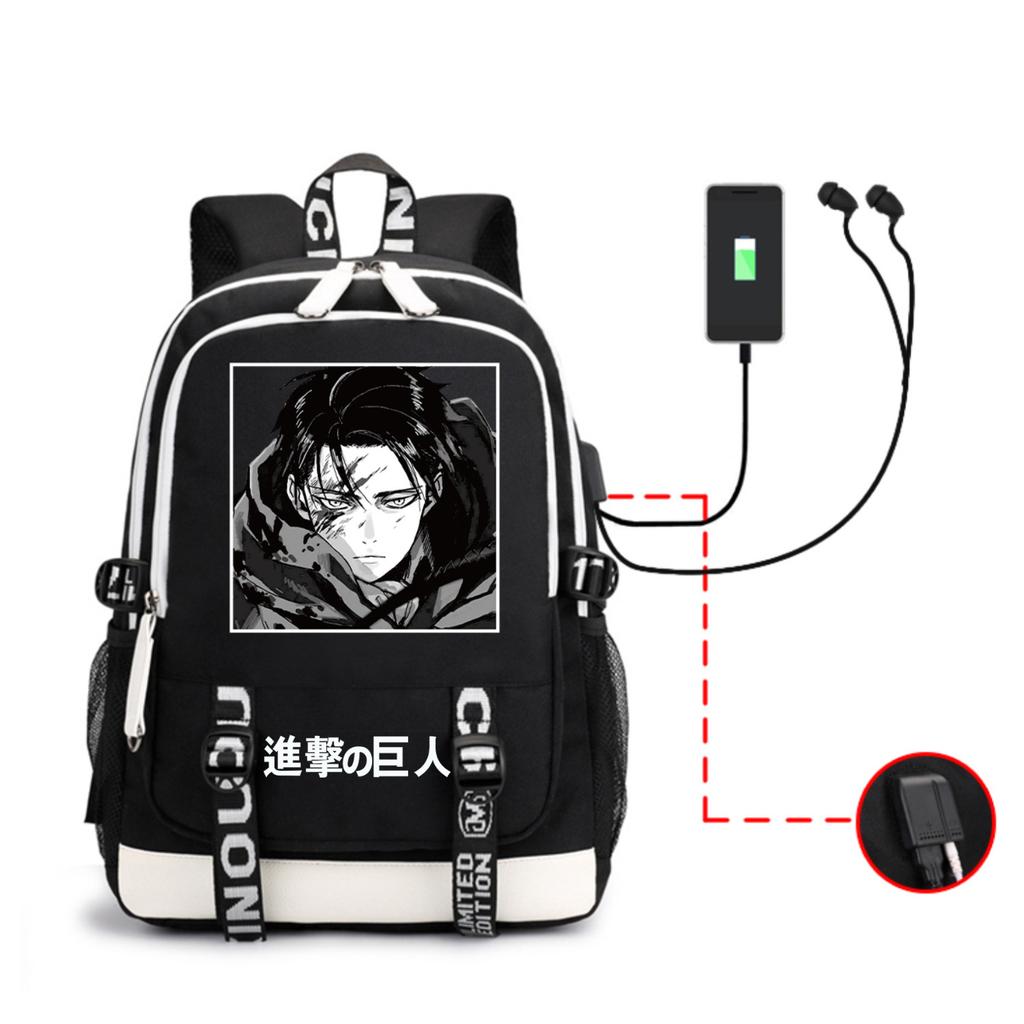 Anime Backpack Outdoor Male And Female Students Headphones Schoolbag Usb Backpack