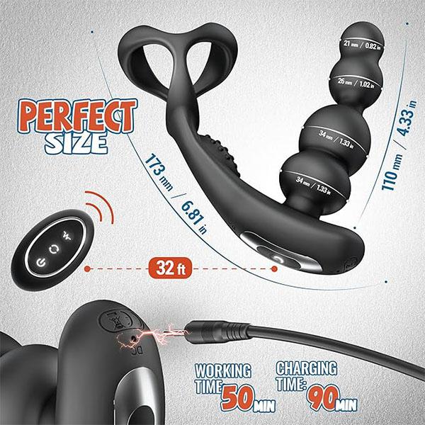 Men Vibrator Prostate Massager with Cock Ring, Male Sex Toys with 3 Rotating & 10 Vibrating Modes, Anal Sex Toys for Adult Couples