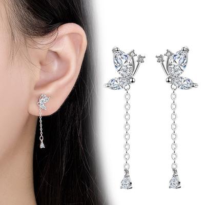 Butterfly Studs Flying Butterfly Shape Tassel Design Fashion Graceful Ear Ornaments Sweet Cute