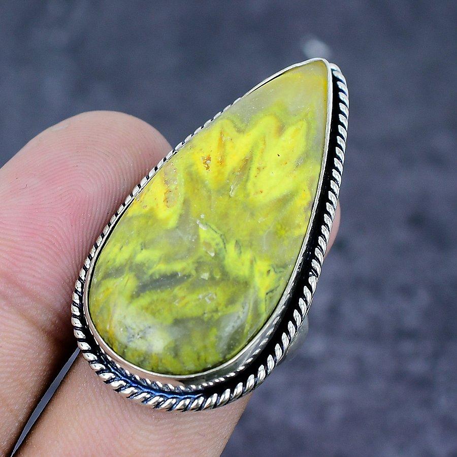 Bumble Bee Jasper Gemstone 925 Sterling Silver Jewelry Ring Size 7