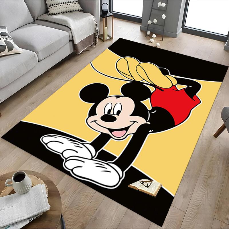 Mickey Mouse Action Carpet For Playroom Bedroom Living Room Sofa Home Decorkids Game Area Rug Nonslip Floor Mat