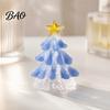 Arbre en Verre Transparent avec Étoile Dorée Figurine de Noël Illuminée Faite à la Main, Mini Cadeau de Noël Lumineux pour Amis Veilleuse, Décoration de Table Artistique pour les Fêtes