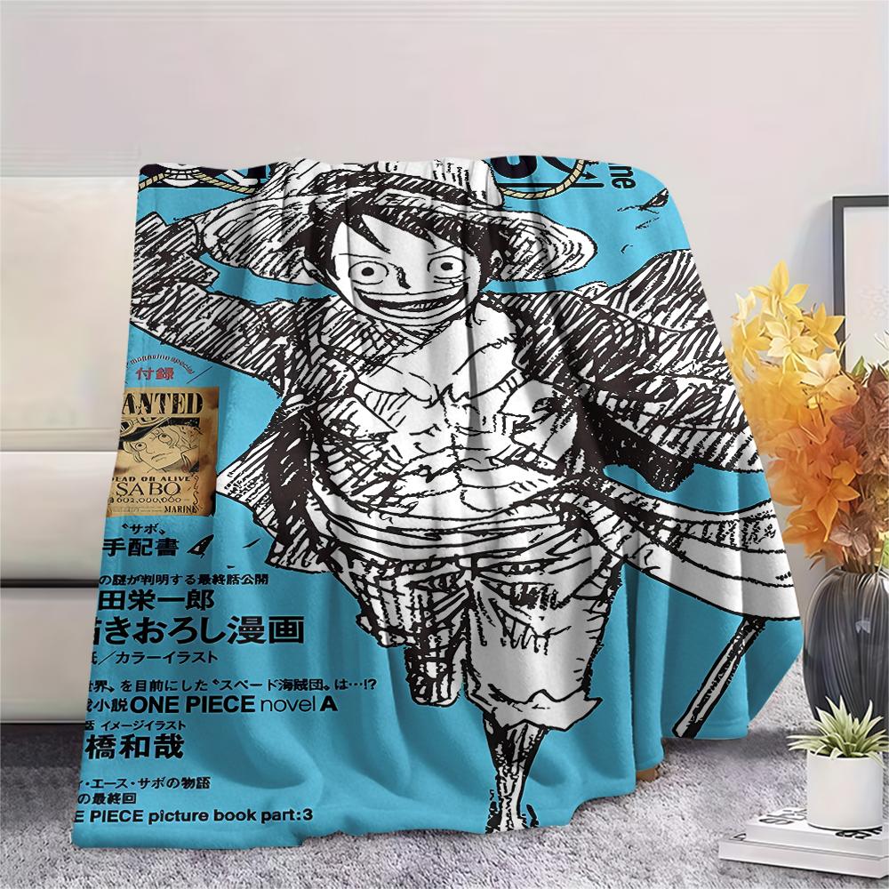 Flanelová deka s potiskem postaviček z One Piece, Vysoká kvalita, Pohodlná pro všechna roční období, Domácí dekorace, Teplo a pohodlí, Perfektní jako vánoční dárky