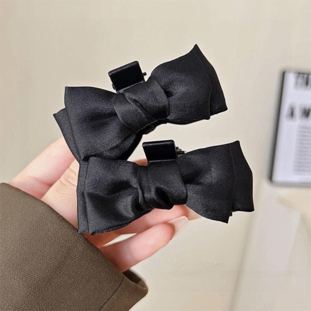 2pcs Sweet Headdress Satin Hair Clips Non-Slip Mini Shark Clip Hair Styling Clip Hair Accessories