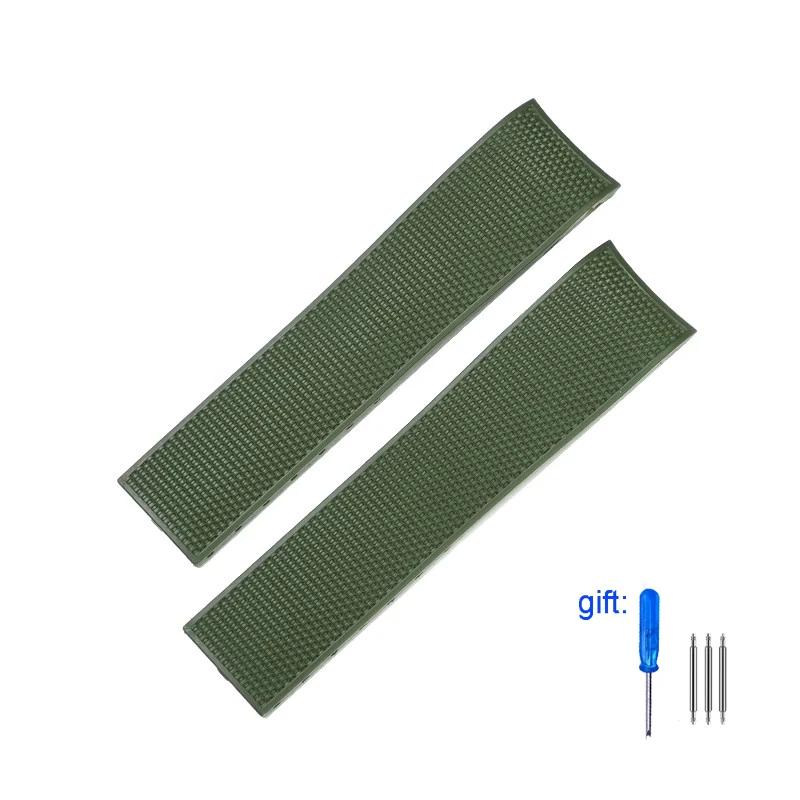 Silicone Rubber Watch Strap Soft Folding Buckle Watchband For Longines Conquest Hydro Conquest L3 Black Accessories 21mm