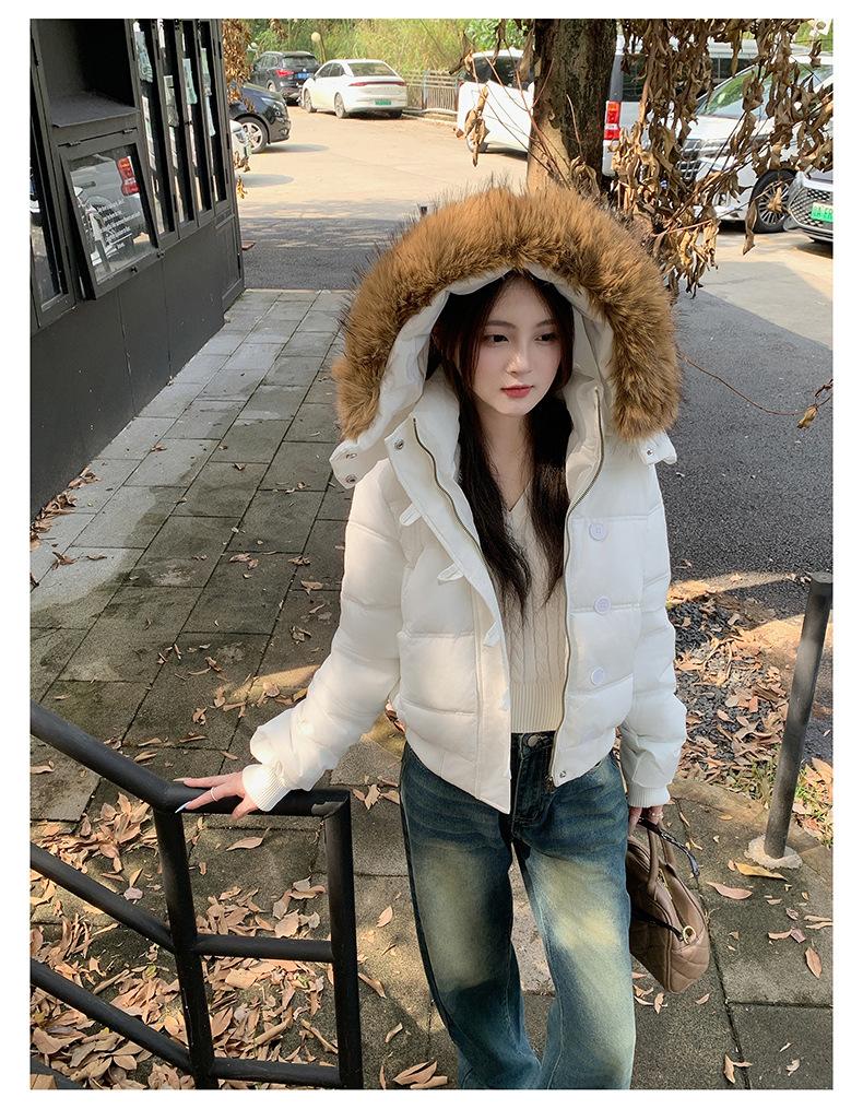 Women’s Short Hooded Windproof Thicken Warm Winter Jacket With Fur Collar