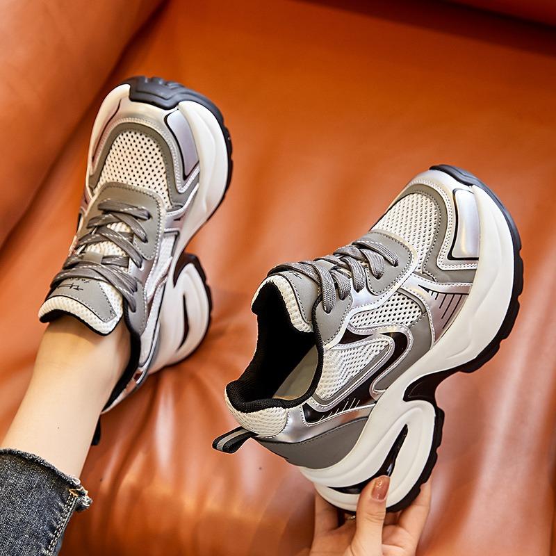 Thick-soled heightening 9CM dad shoes women's summer new mesh breathable casual shoes small sports shoes