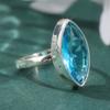Elegant Inlay Sea Blue CZ Women's Ring CopperColor Daily Wear Party Jewelry Anniversary Gift