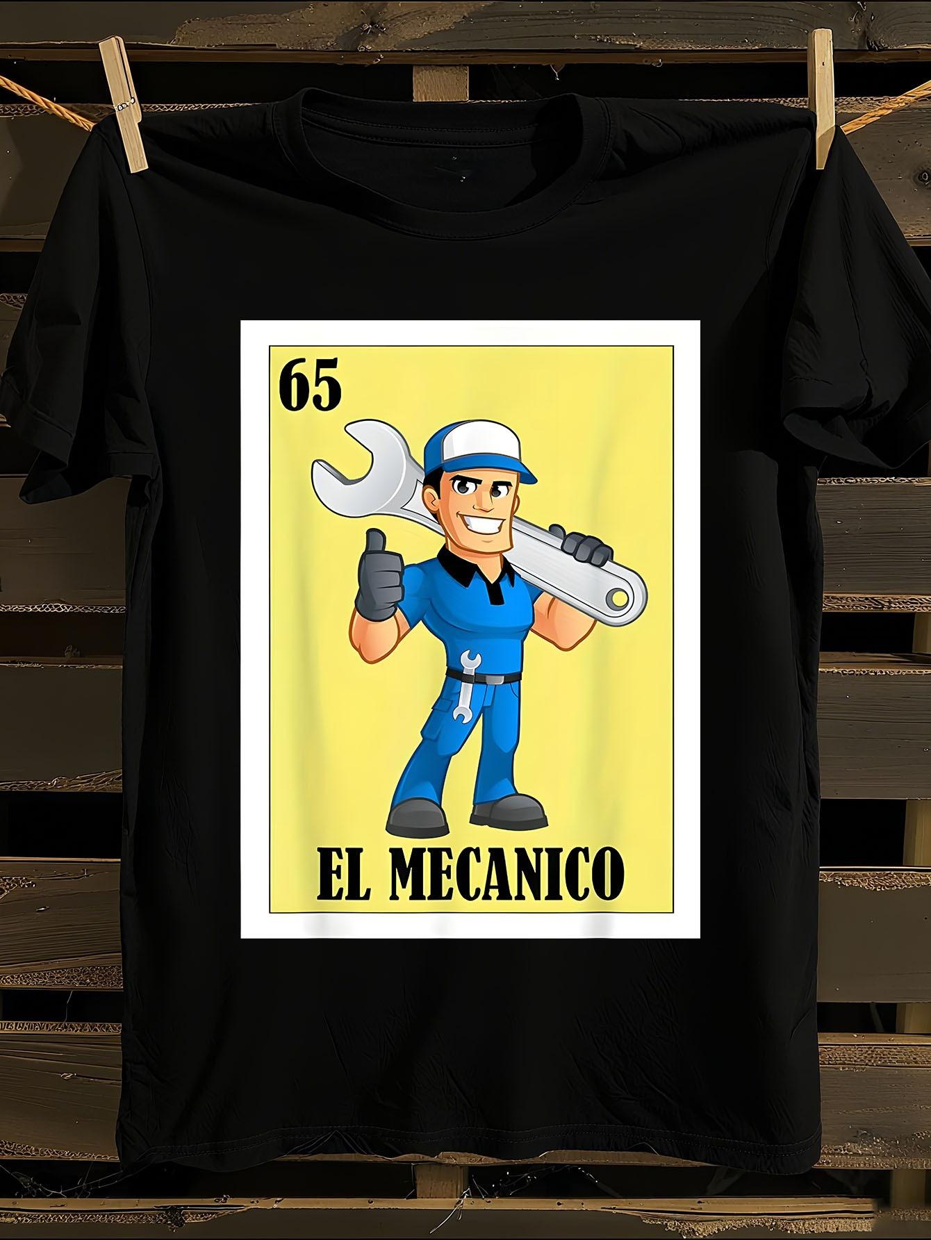 s White El Mecanico Mechanic Print T-shirt L