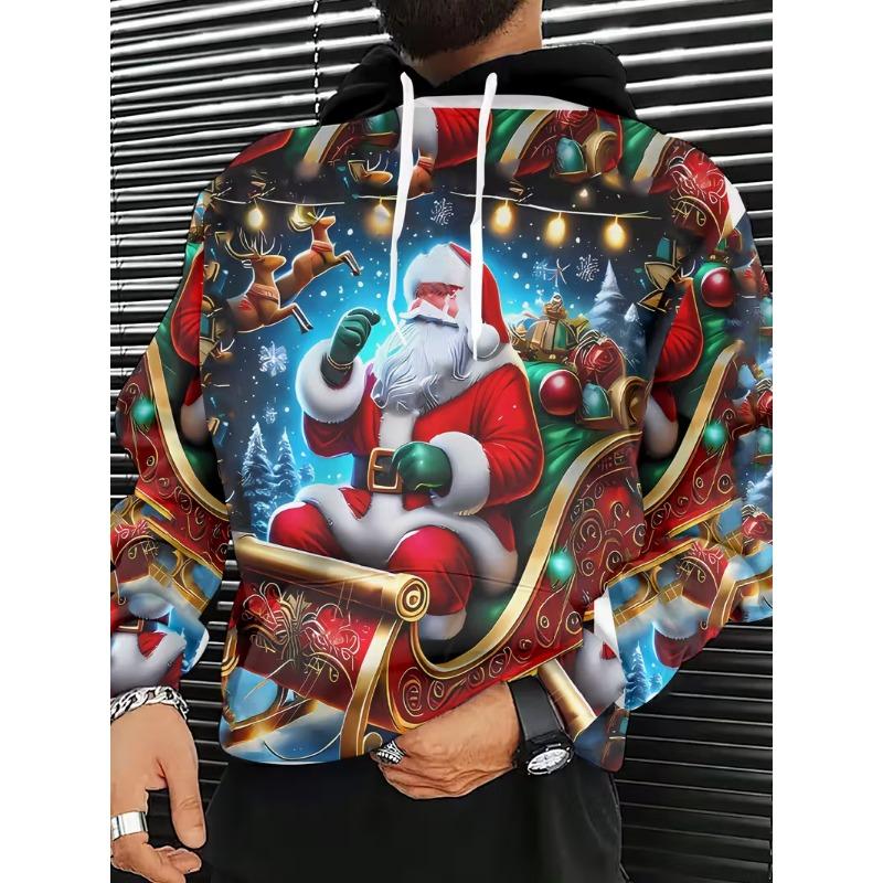Herren 3D Weihnachtsmann Aufdruck Kapuzenpullover Hoodie Pullover Weihnachten Damen Freizeit Winterkleidung Kostümpartys