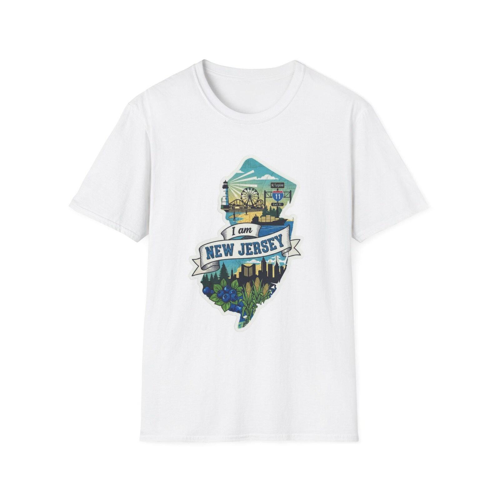 I Am New Jersey T-Shirt | NJ State Map Skyline Graphic XL