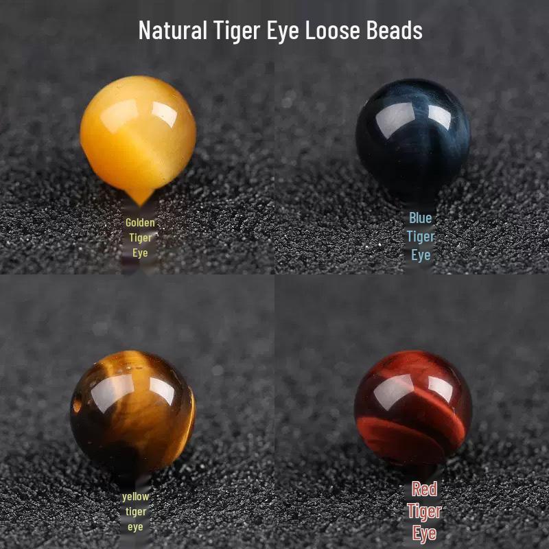 Natural Tiger Eye Cat s Eye Beads: Gold, Blue, Red, Yellow Loose Beads for DIY Bracelets and Spacers. 6MM Blue Tiger Eye Bead