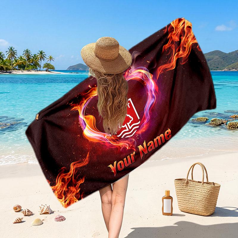Nottingham Forest Custom Beach Towel, Personalized Name Text Print, Football Logo Soft Quick‑Dry Towel Holiday Gift