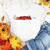 T-Shirts 90S Cartoon Women Clothing Print Cloth Graphic Tshirt Fashion Style O-Neck Top Casual Female O Neck Cunning Fox Animal