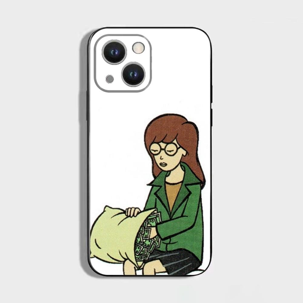 Cartoon D-Daria Phone Case For iPhone 16 15 Plus 14 13 Pro Max 12 Mini 11 X XS XR 7 8 8Plus Black Soft Phone Coque