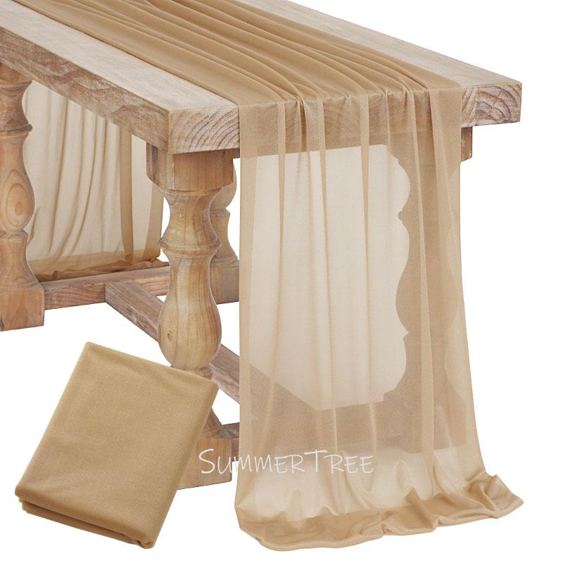 Flowy Drape Sheer Gauze Table Runner Rustic Boho Burgundy Blush Pink for Wedding Party Baby Bridal Shower Dining Table Decor 5