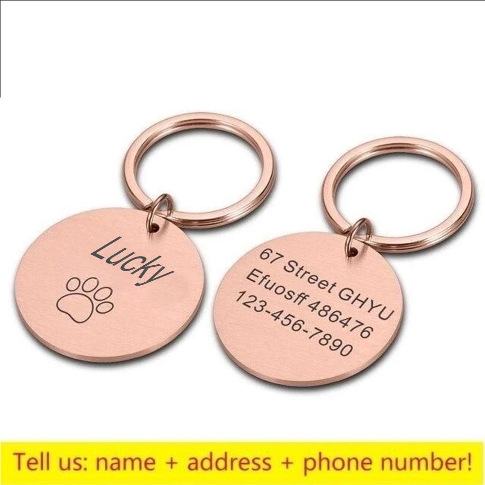 

ID-бирка с индивидуальным именем, защитой от потери, выгравированная запись, адрес телефона, кошка, щенок, персонализированный отпечаток лапы, медаль, кулон, ошейник для питомца, аксессуар для собаки 30mm