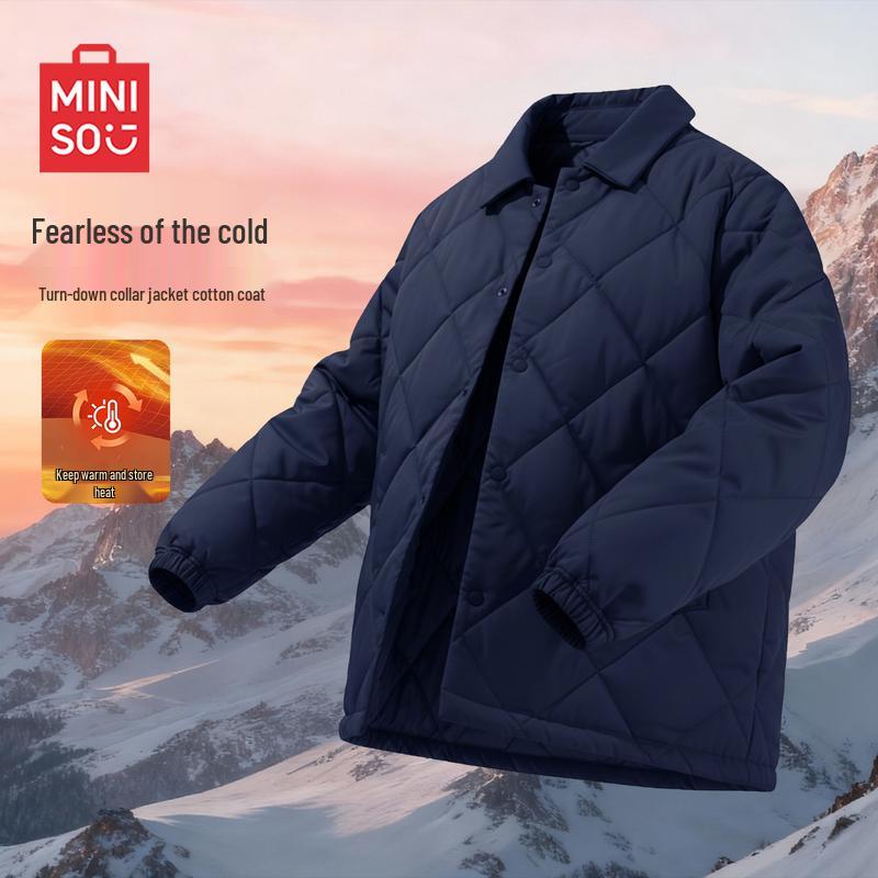 

MINISO Men s Winter Plush-Lined Collared Jacket 2XL