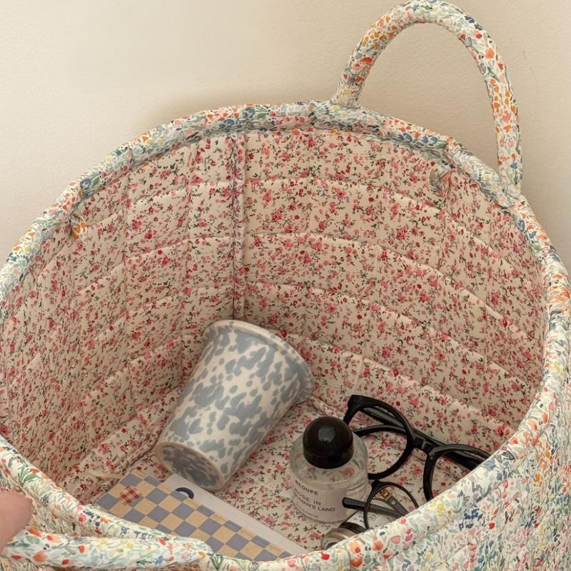 Rural Flower Dirty Clothes Basket, High-Value, Fashionable, Large Capacity Foldable Garbage Storage Basket