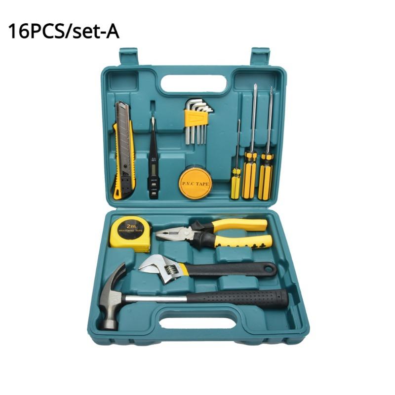 12/16Pcs Repair Tool Set Maintenance Tool Kits for Homeowner General Hand Tool Set and Toolbox Storage Case. Red