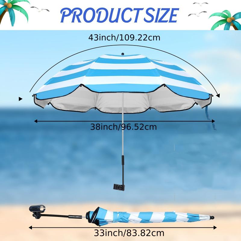 1 Piece Waterproof Beach Chair Umbrella with Universal Clamp, 360° Rotation Portable All-Season Golf Umbrella