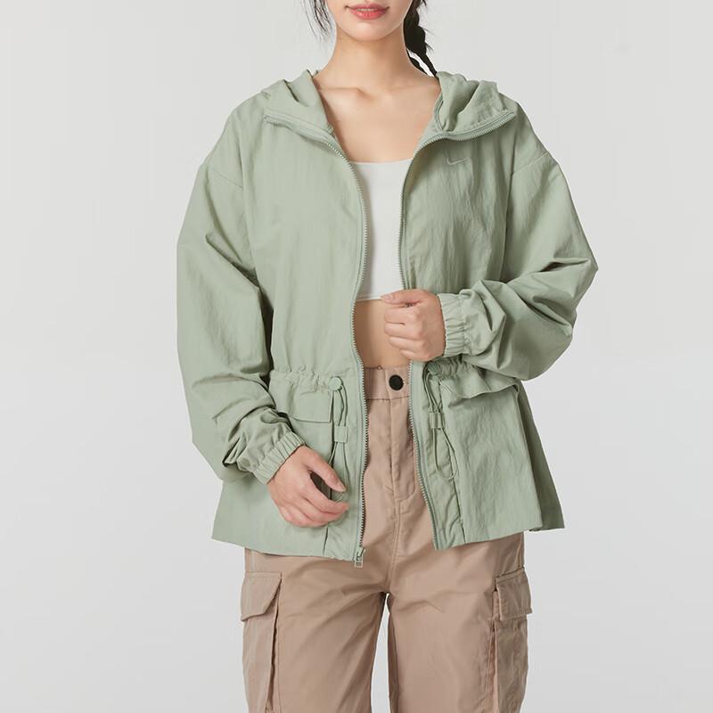 Nike Oversized Hooded Zipper Solid Jacket Women Jackets Green FN3670-370